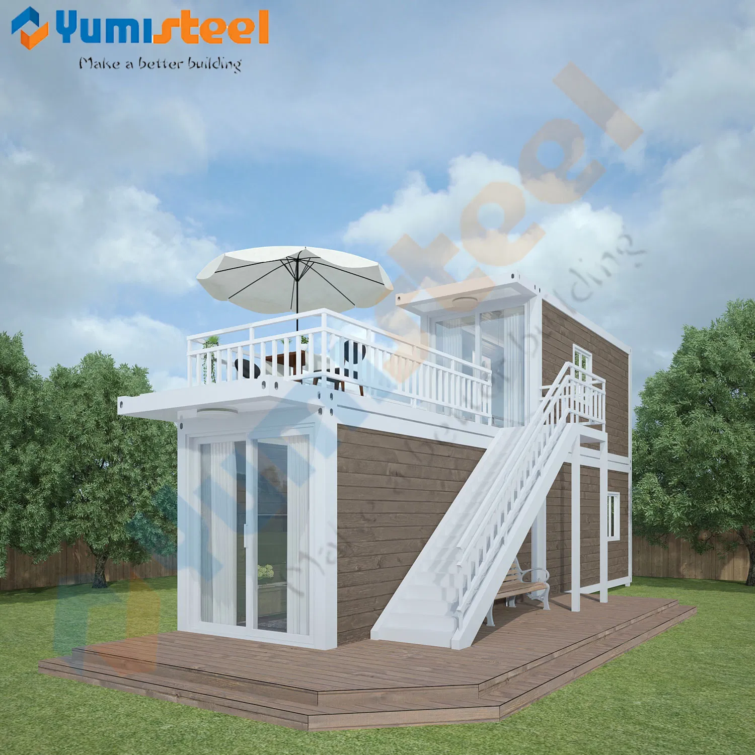 Modern Design Two Story Farm House Style Prefabricated Container House with Great Insulation