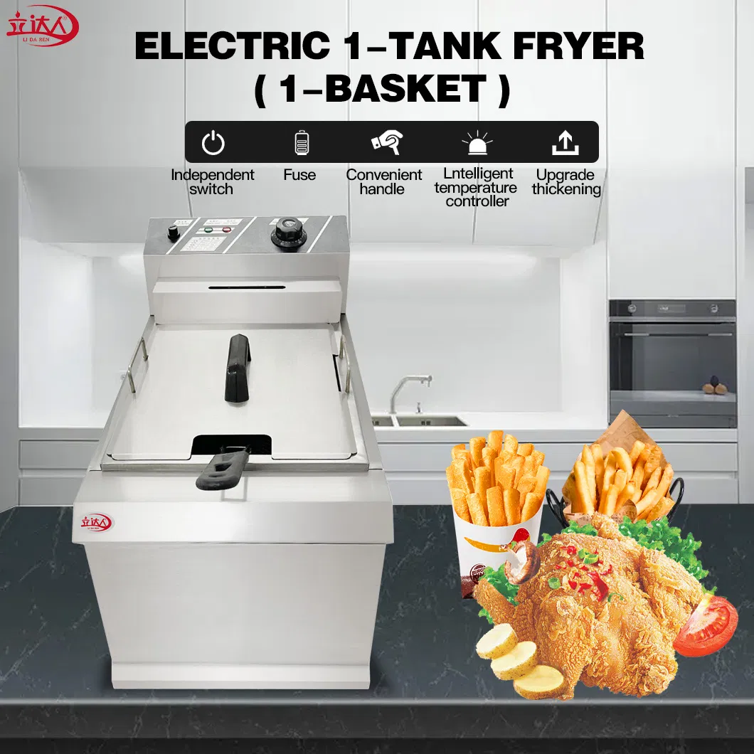 Lida CE Commercial Adjustable Stainless Steel Gas Deep Fryer