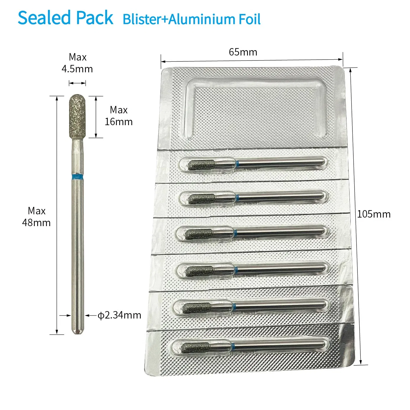 Professional Nail Beauty Tool 2.35mm Stainless Steel Shank 2.3mm Dia Flame Diamond Nail Drill Bits