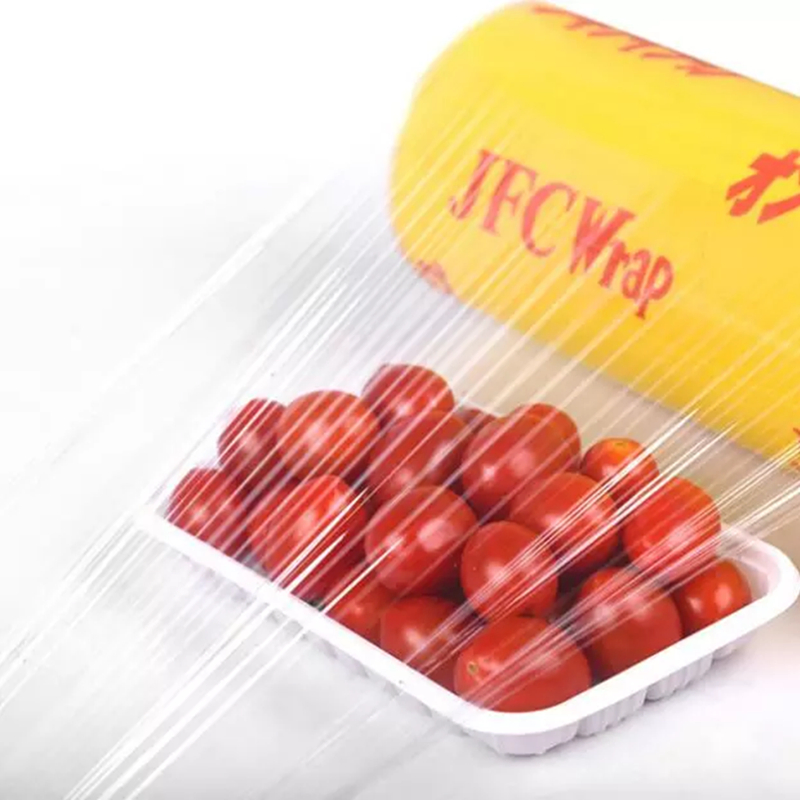 10-15mic 30-50cm Width Jumbo Roll OEM ODM Foodgrade PVC Cling Film Wrap Stretch Film Food Fresh Film for Meat Packing