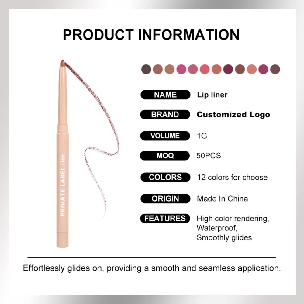 Customizable Lip Liner Pencil with Logo for OEM/ODM Cosmetics