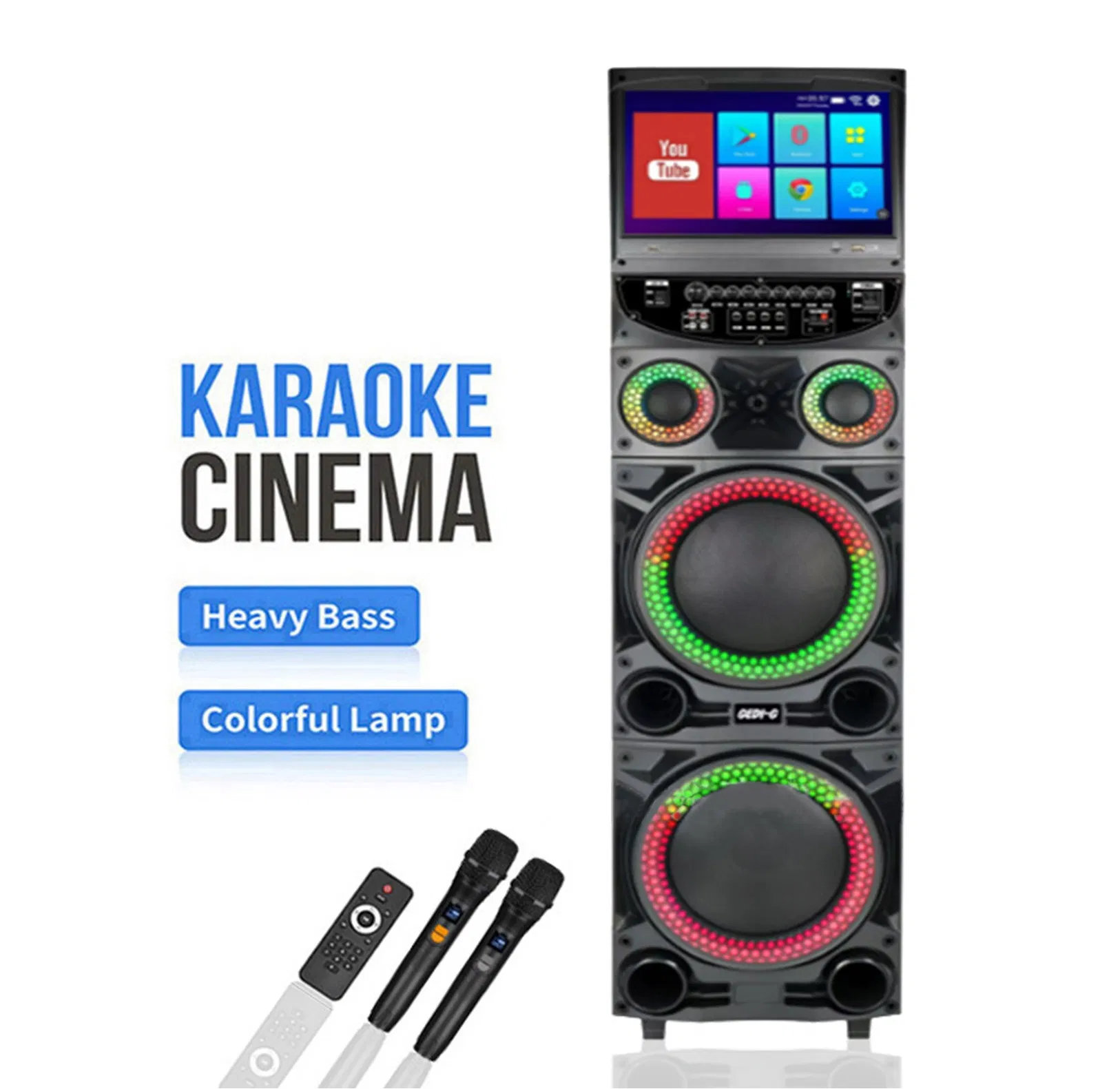 Караоке-колонка 15.4" 100Вт с Android, Bluetooth, сабвуфером