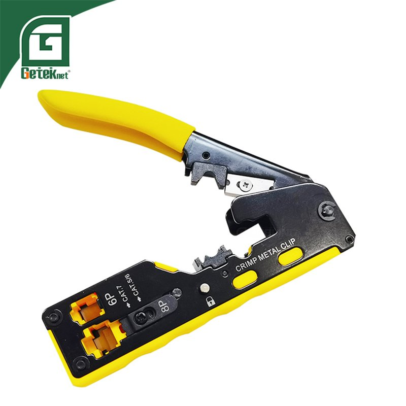 Geteknet OEM RJ45 Ethernet Cable Connector Tool Heavy Duty Cable Crimper LAN Tool Networking Crimping Tool for Pass Through RJ45 Plug