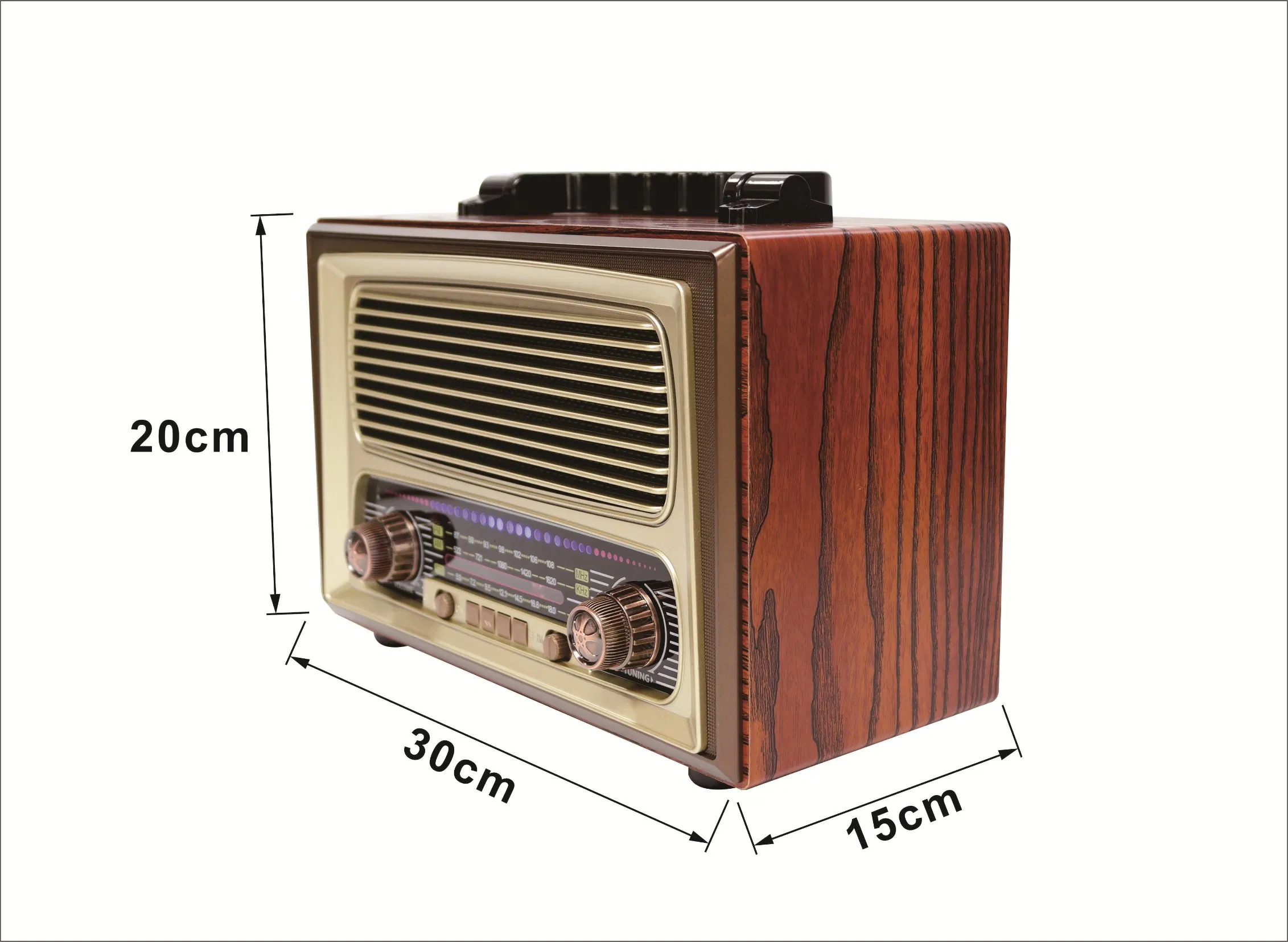Portable 3-Band Am FM Sw Radio, TF Card and MP3 Player, Rechargeable Speaker, Bluetooth Retro Design Remote Controal Meier M-1808bt Old Radio