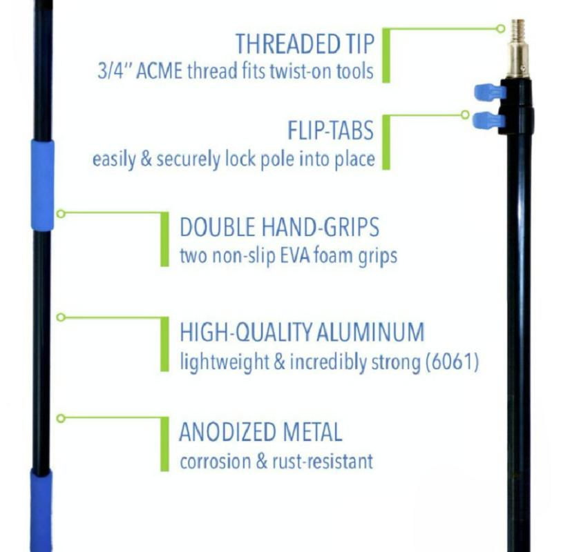 Extension-Pole Combo Hand-Packaged Lightweight 3-Stage Aluminum Pole 5-to-12 Foot Cobweb Duster