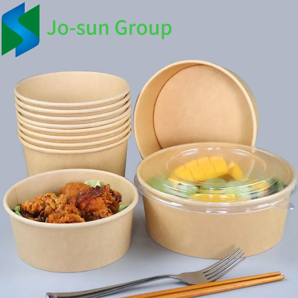 OEM 1100ml Fruit Kraft Paper Food Packaging Bowl with Lid