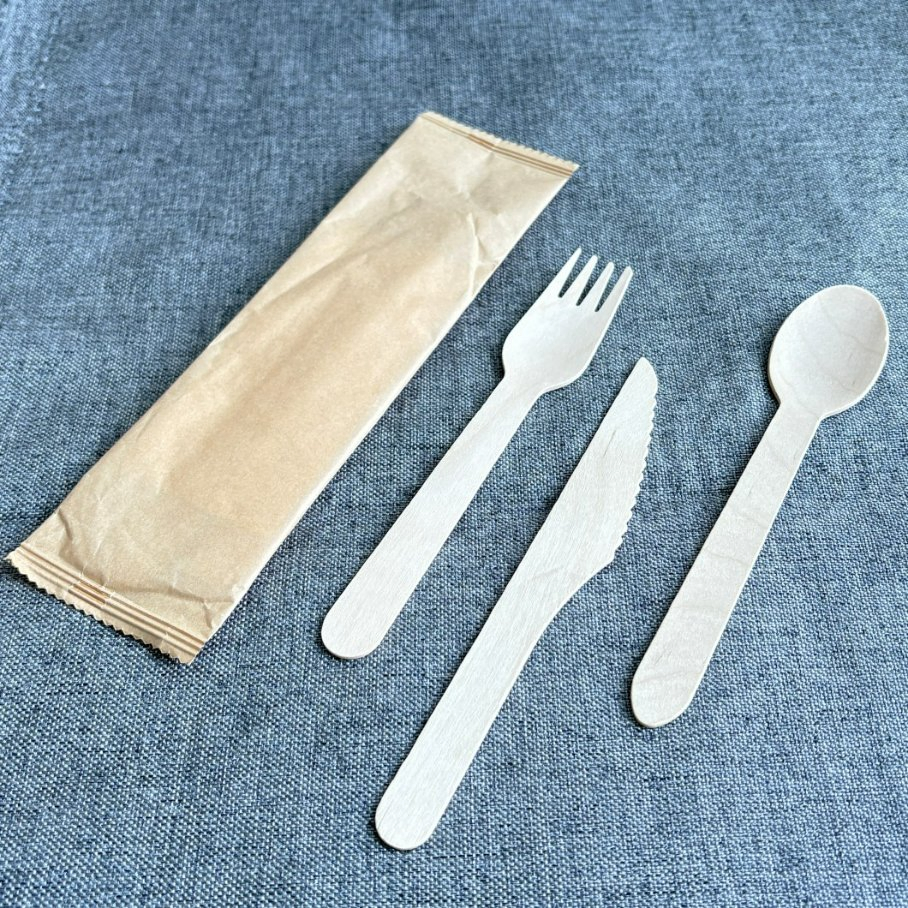 Factory Price Disposable Wood Spoon and Knife Fork Sustainable and Compostable Utensils