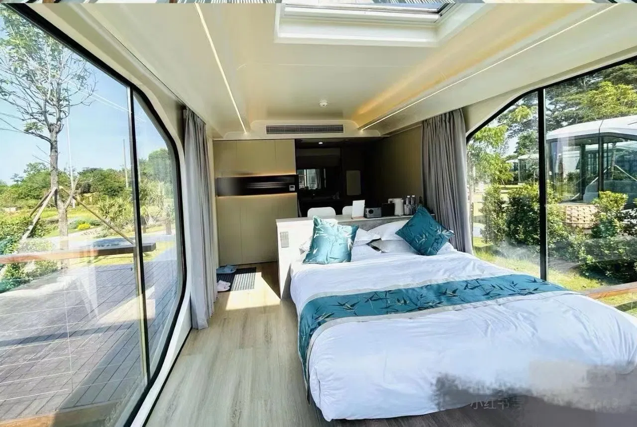 Capsule Container Houses Mobile Wheels Modular Portable Prefab Prefabricated Tiny to Trailer