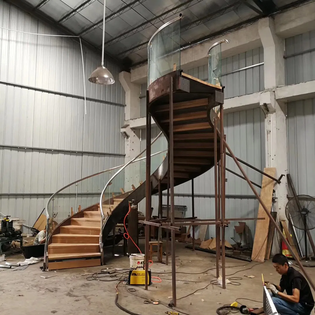 Glass Railng Curved Staircase Prefabricated Staircase Interior Spiral Stairs