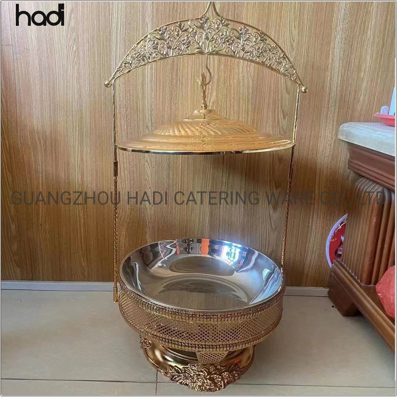 Hotel & Restaurant Food Warmer Round All Gold Stainless Steel Chafer Dish Buffet Set Hanging Buffet Server Food Warmer Luxury Hanging Lids Chafing Dish