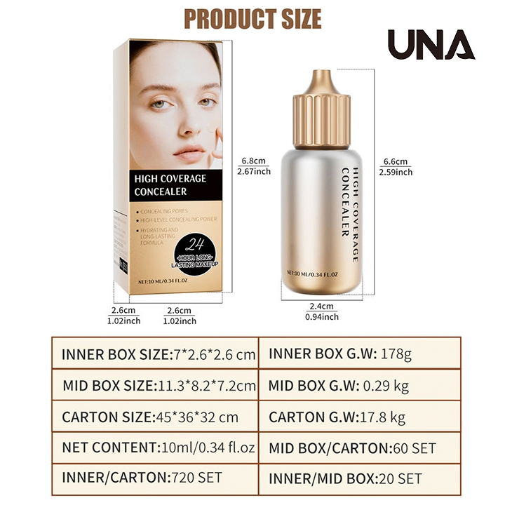 2025 Custom Private Label Full High Coverage Natural Organic Vegan Waterproof Hydrating Luxury 24h Long Lasting Liquid Concealer
