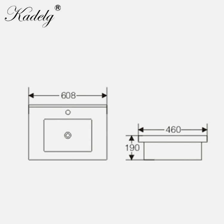 Kadelg Different Size Thin Rectangular Cabinet Bathroom Basin Sink