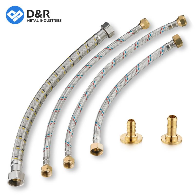 D&R China Factory Supplier Stainless Steel Bathroom Basin Water Heater Connector Flexible Braided Plumbing Hoses