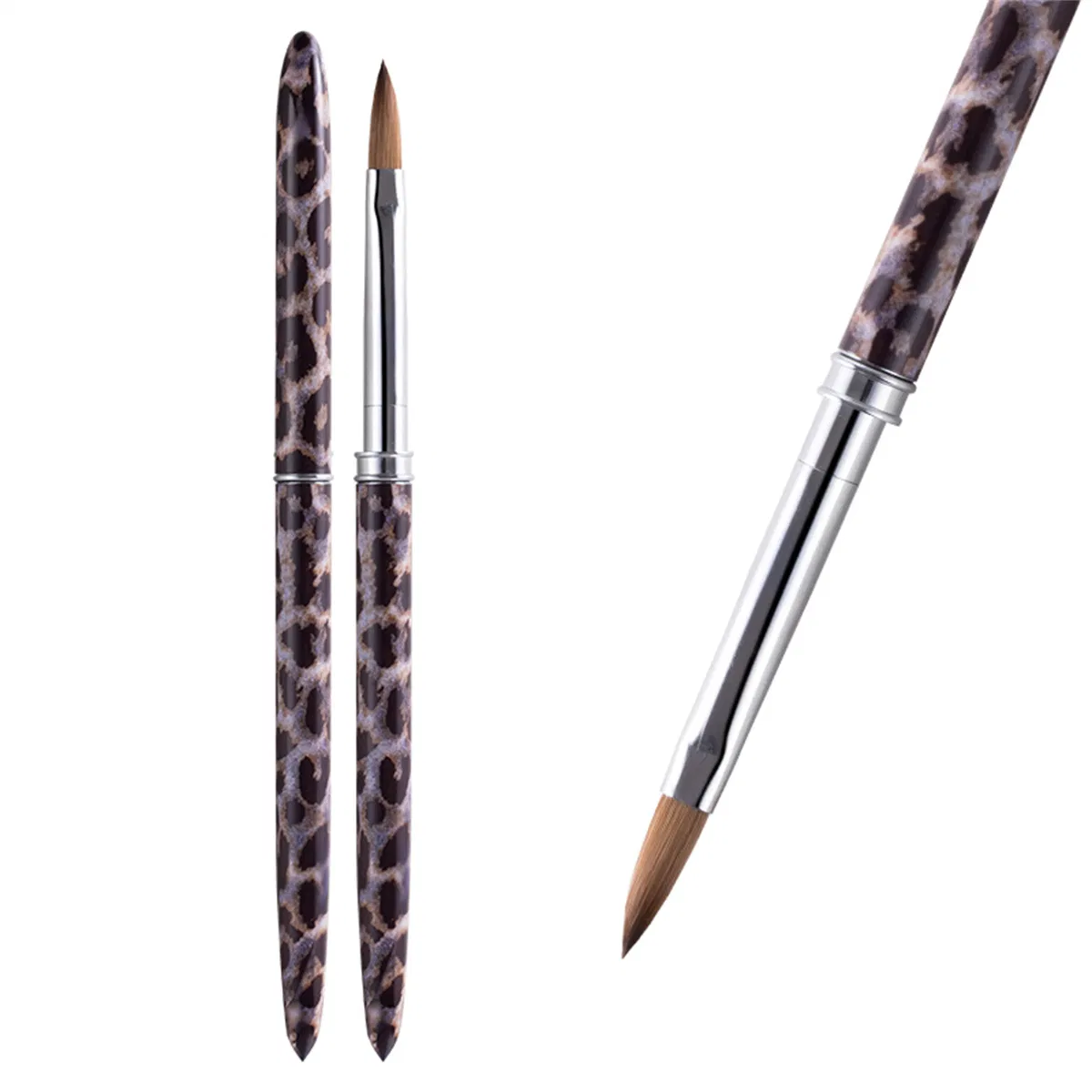 Custom Logo Leopard Print Nail Brushes 100% Kolinsky Acrylic Nail Brush Pure Kolinsky Nail Art Brush Nail Tools
