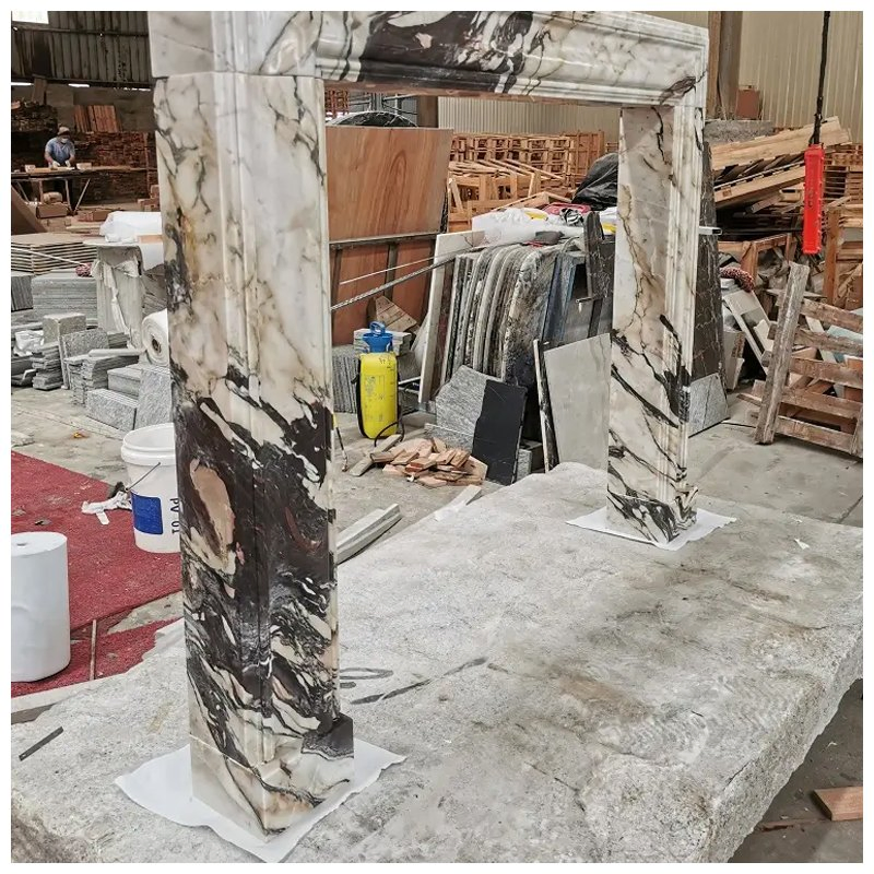 Modern Contemporary Calacatta Viola Marble Fireplace