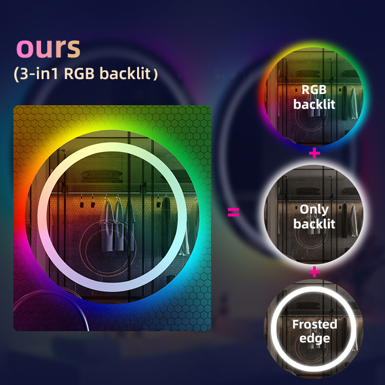 Modern Round Anti-Fog Technology Smart Mirror Multi Color LED Lighting Mirror with LED Light for Modern Home