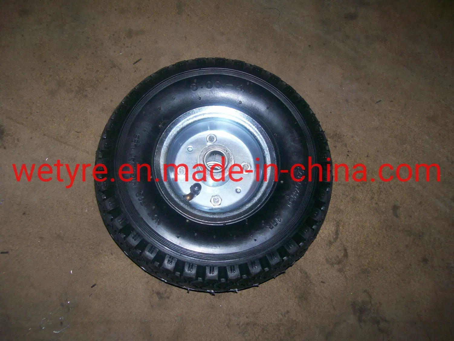 Big Square Tread Pattern Metal Rim Inflatable Pneumatic Rubber Wheel for Tool Cart (3.00-4)