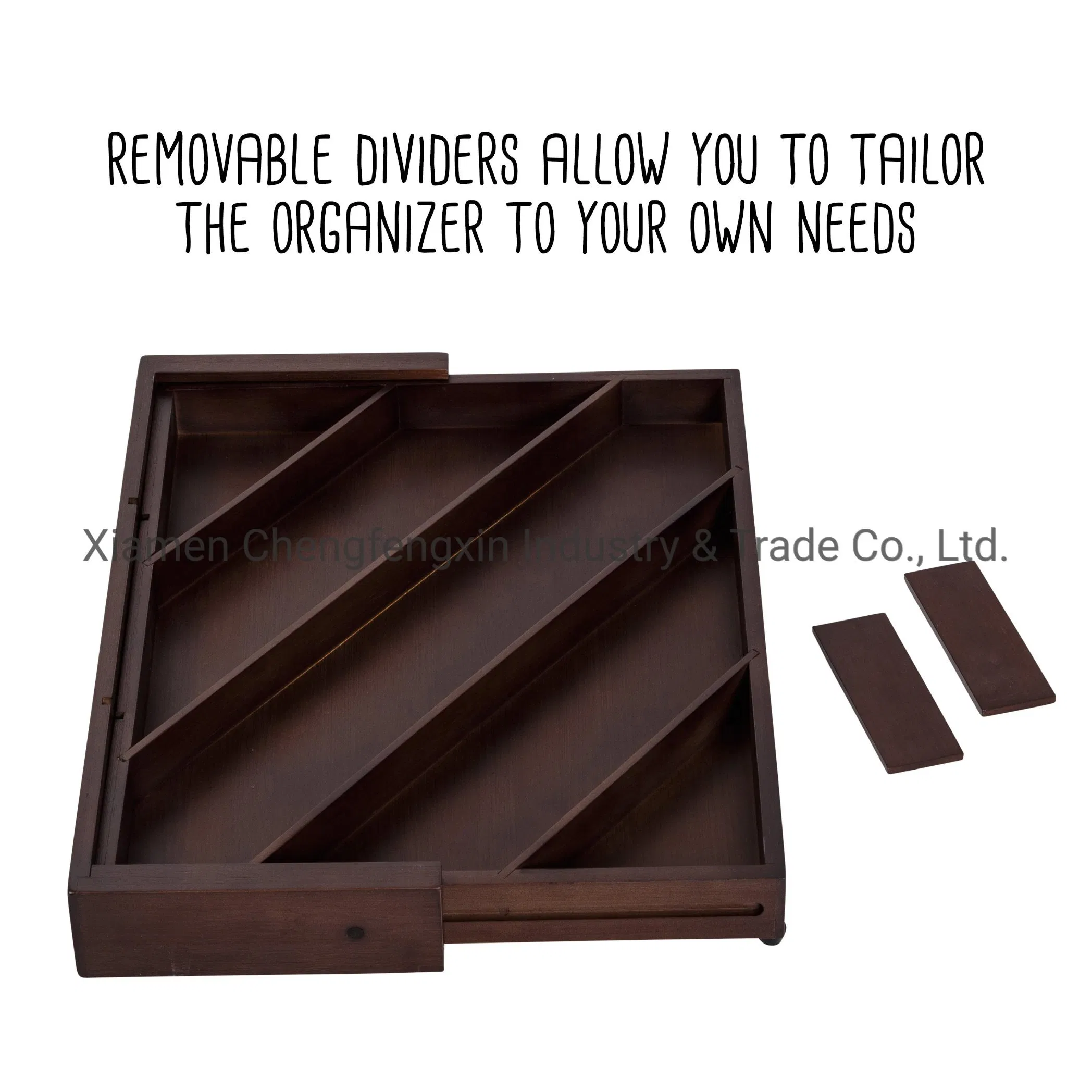 Elegant Bamboo Drawer Organizer with Stylish Walnut Dividers