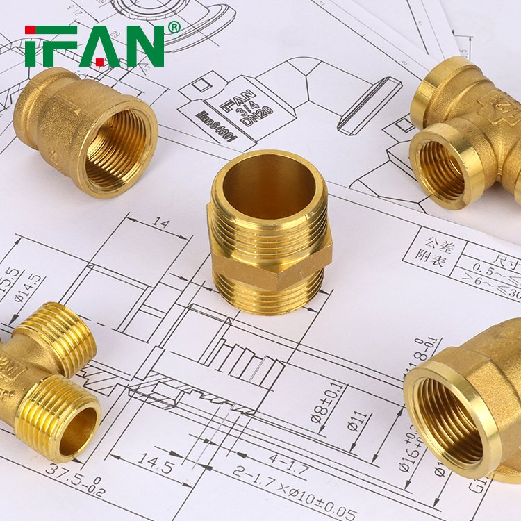 Ifan Factory Price Brass Threaded Fittings 3/8"-2" Brass Pipe Fitting Nipple Brass Tube Fitting