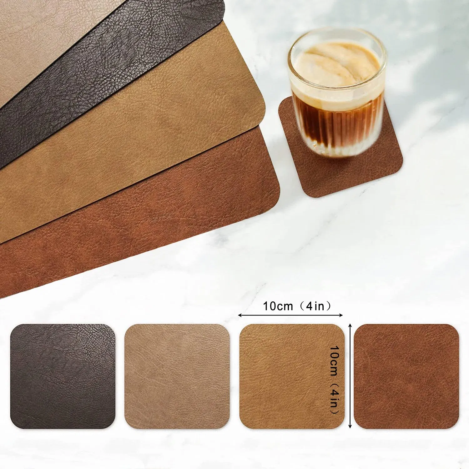 Table Mat - Faux Leather Waterproof Dinner PVC Placemats for Dining Room, Coffee Table, Desk, Bar, Easy to Wipe off, Heat & Stain Resistant