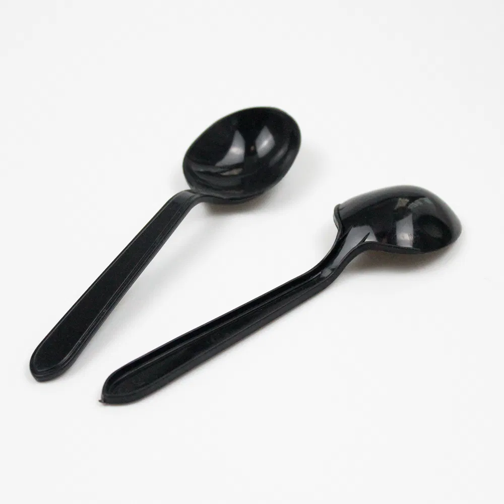 Dispsoable Plastic Cutlery 137mm Length PP Platsic Spoon Black Transparent for Dinner