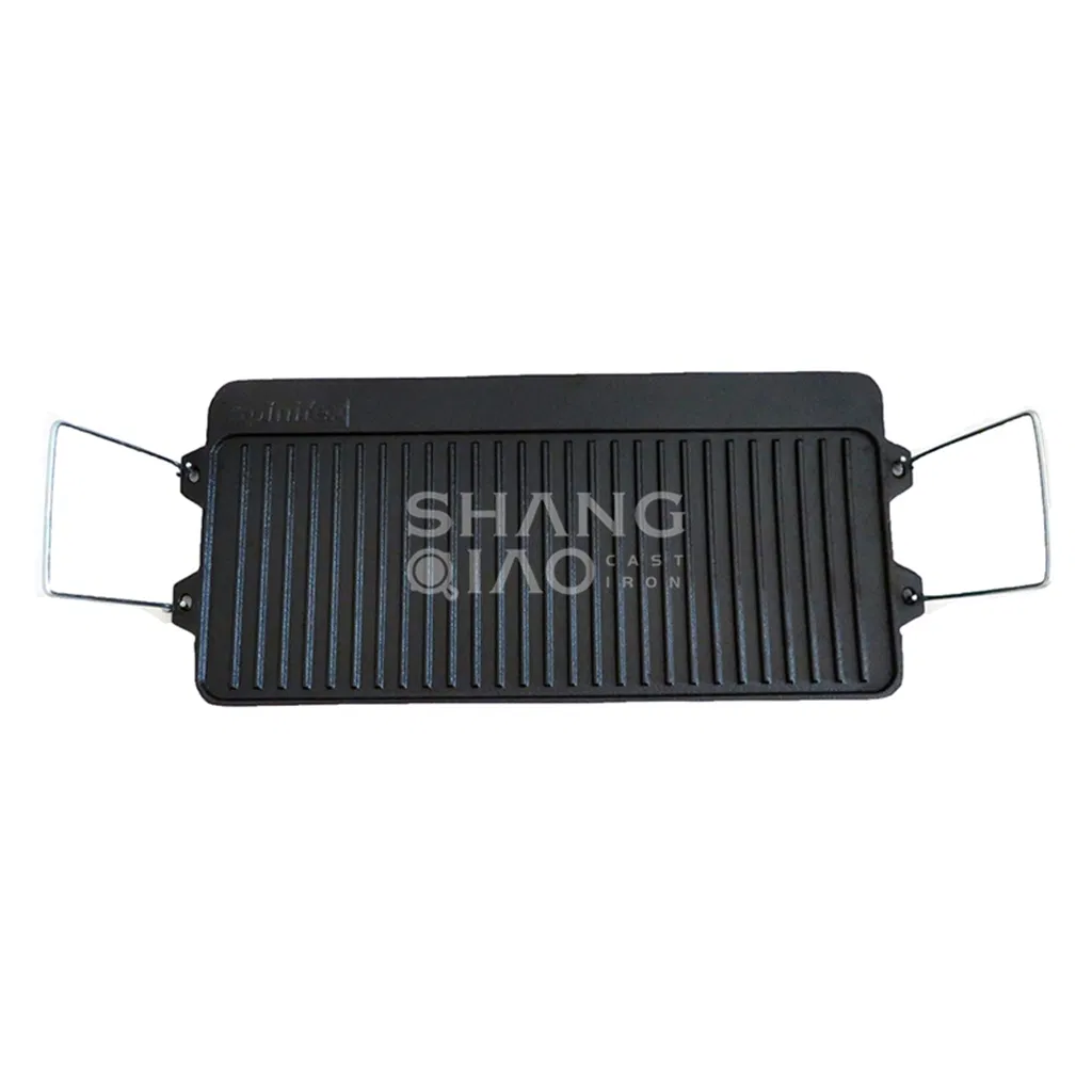 Custom High Quality Large Size Reversible Double Cast Iron Grill Plate Griddle