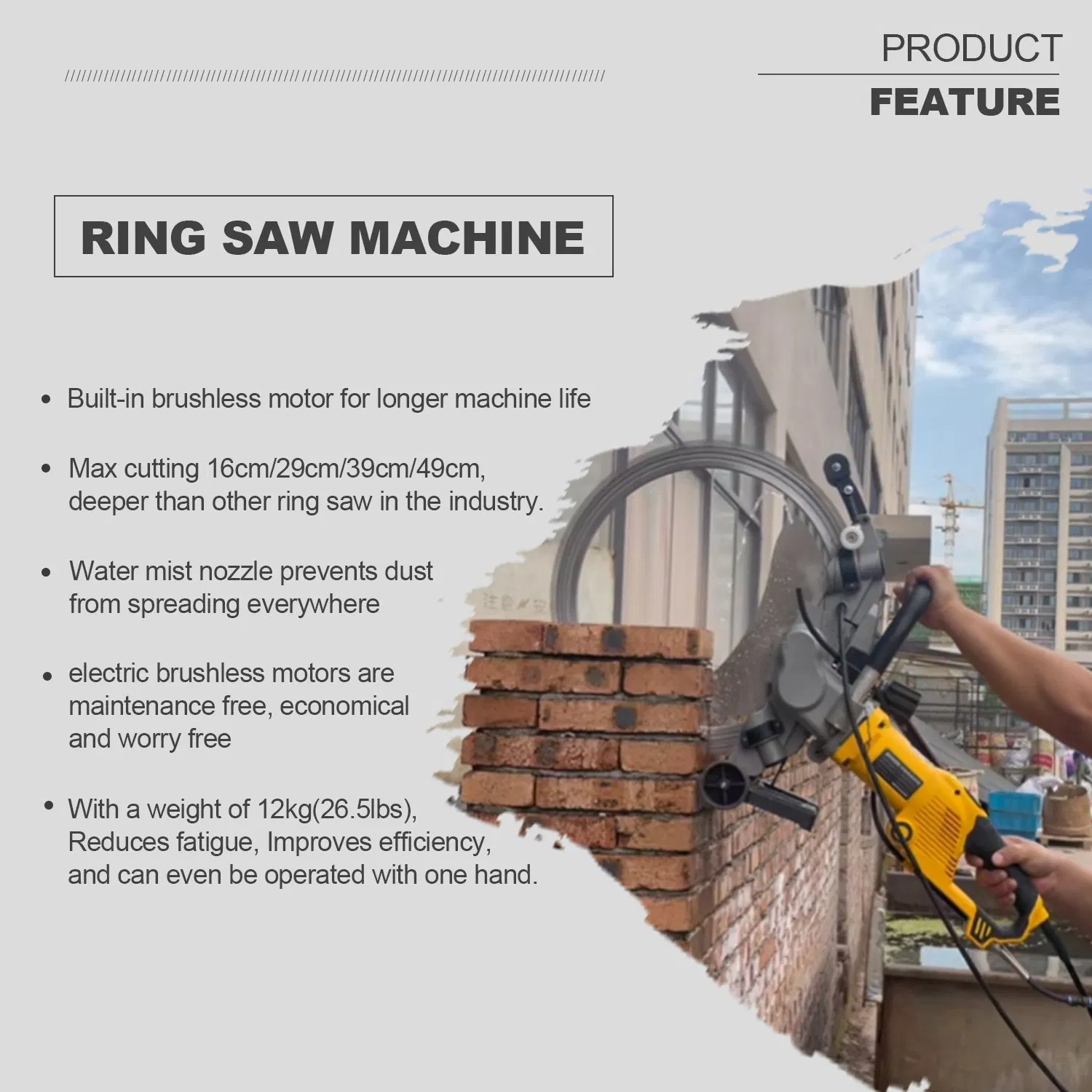 AC8500 500mm Electric Power Concrete Cutters 390mm Cutting Depth 8800W Electric Ring Saw Machine