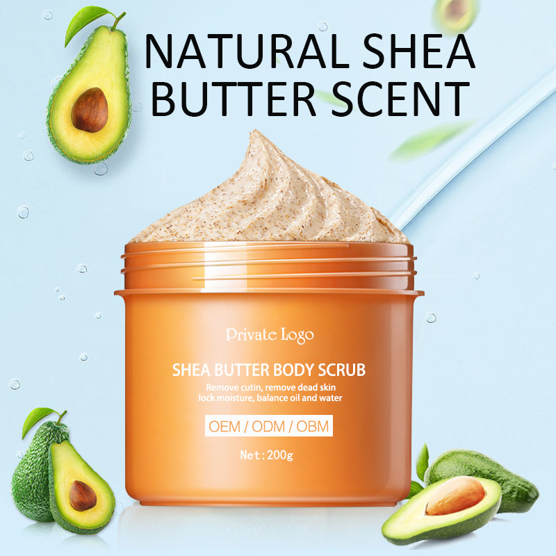 Private Label Wholesale Vegan Whitening Whipped Exfoliating Cream Shea Butter Fruit Sugar Body Scrub