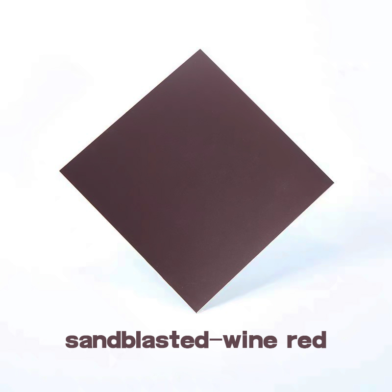 T&C Bl75 High-End Sandblasted PVD Coated Wine Red Color Sheet Beadblasted Decorative Stainless Steel Sheet for Furniture