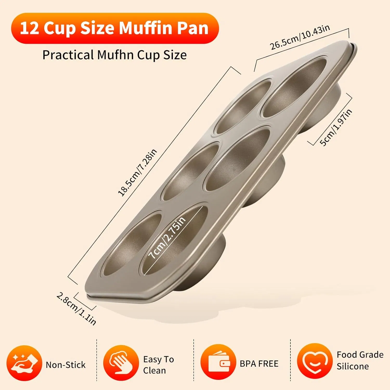 Kitchen Tool Non-Stick Carbon Steel Muffin Tray for Baking Muffins Cupcakes Cakes