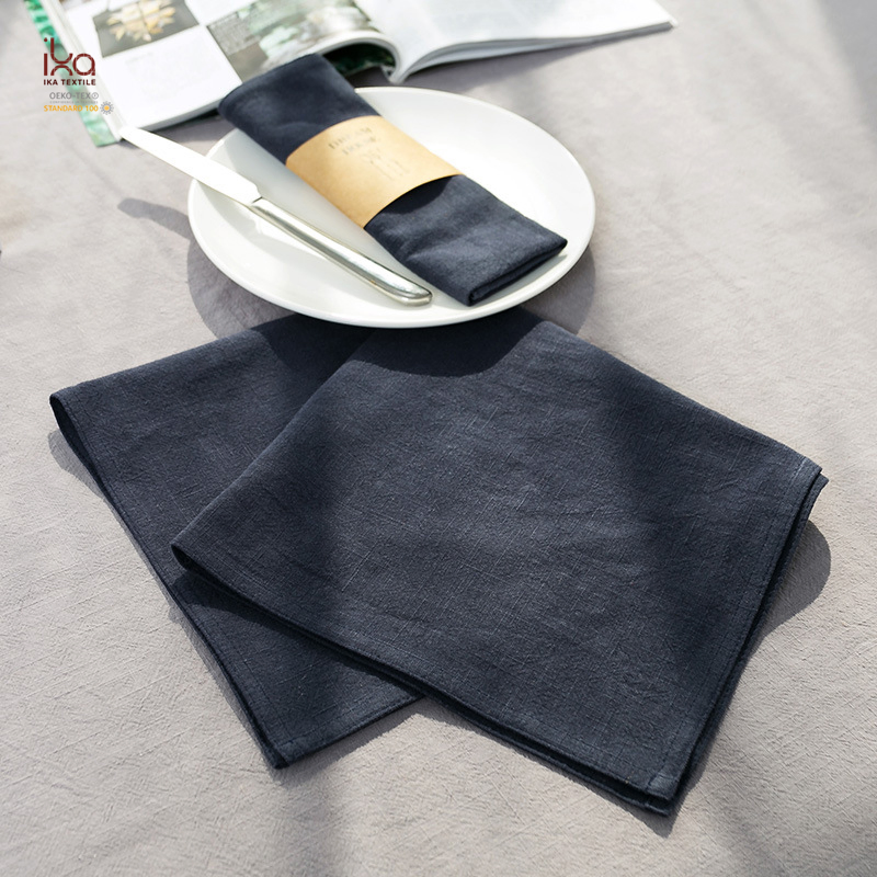 Hot Sale Items Decorative Natural Dinner Brown White Color Printed Embroidered Custom Personalized Linen Napkin