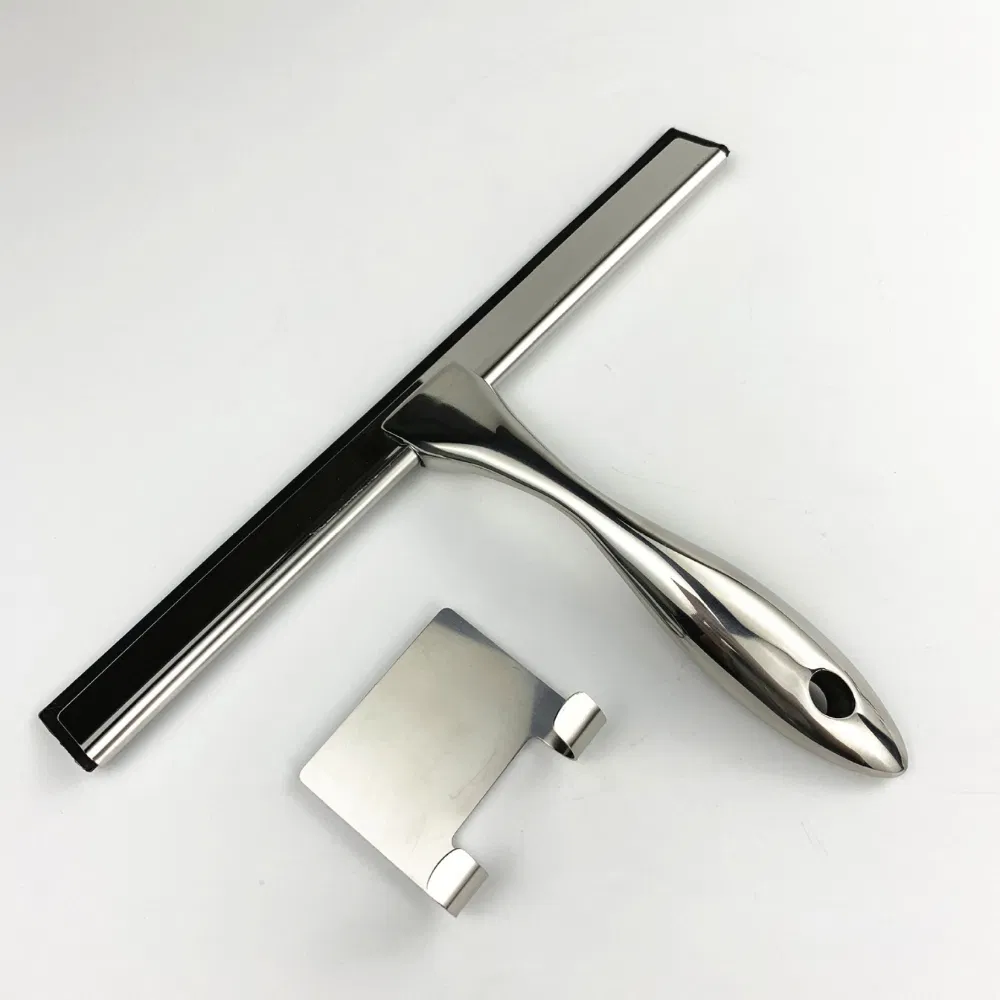 Stainless Steel Shower Squeegee for Glass Doors with 2 Adhesive Hooks Wyz26440