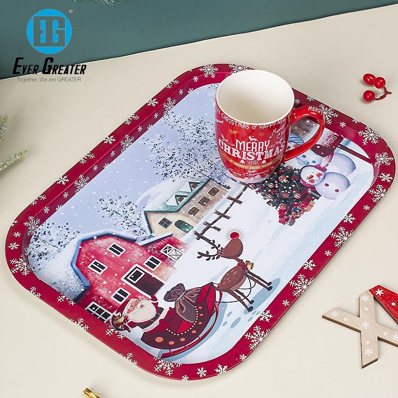 Customizable Serving Tray Set Decorative Metal Serving Tray for Wholesale Gift Tray for Christmas Personalized