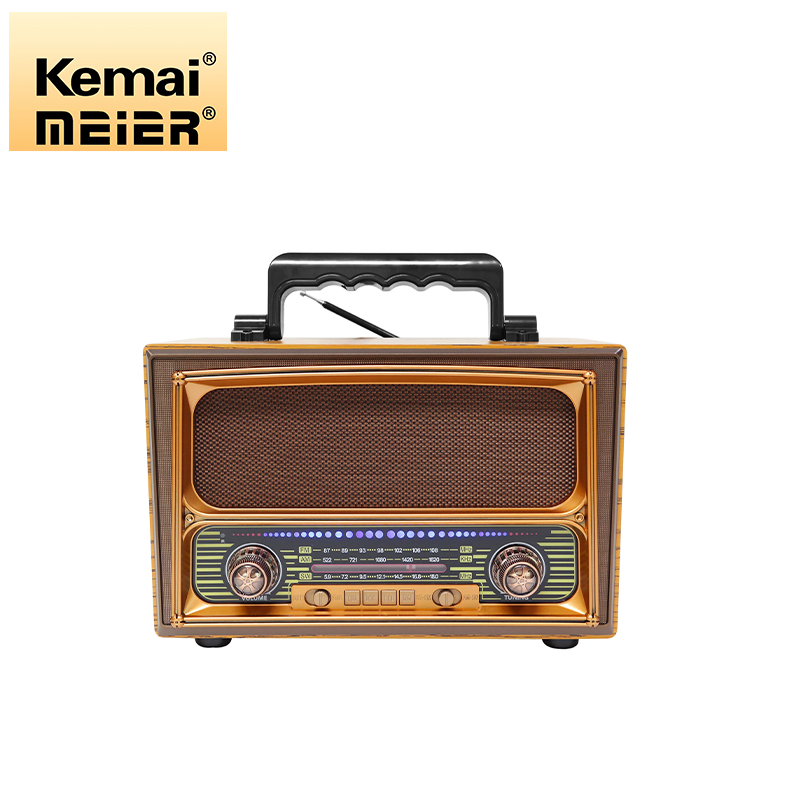 Natural Wood Retro Full Band Multi Function Rechargeable Radio with Wireless Connection Support AC Charge
