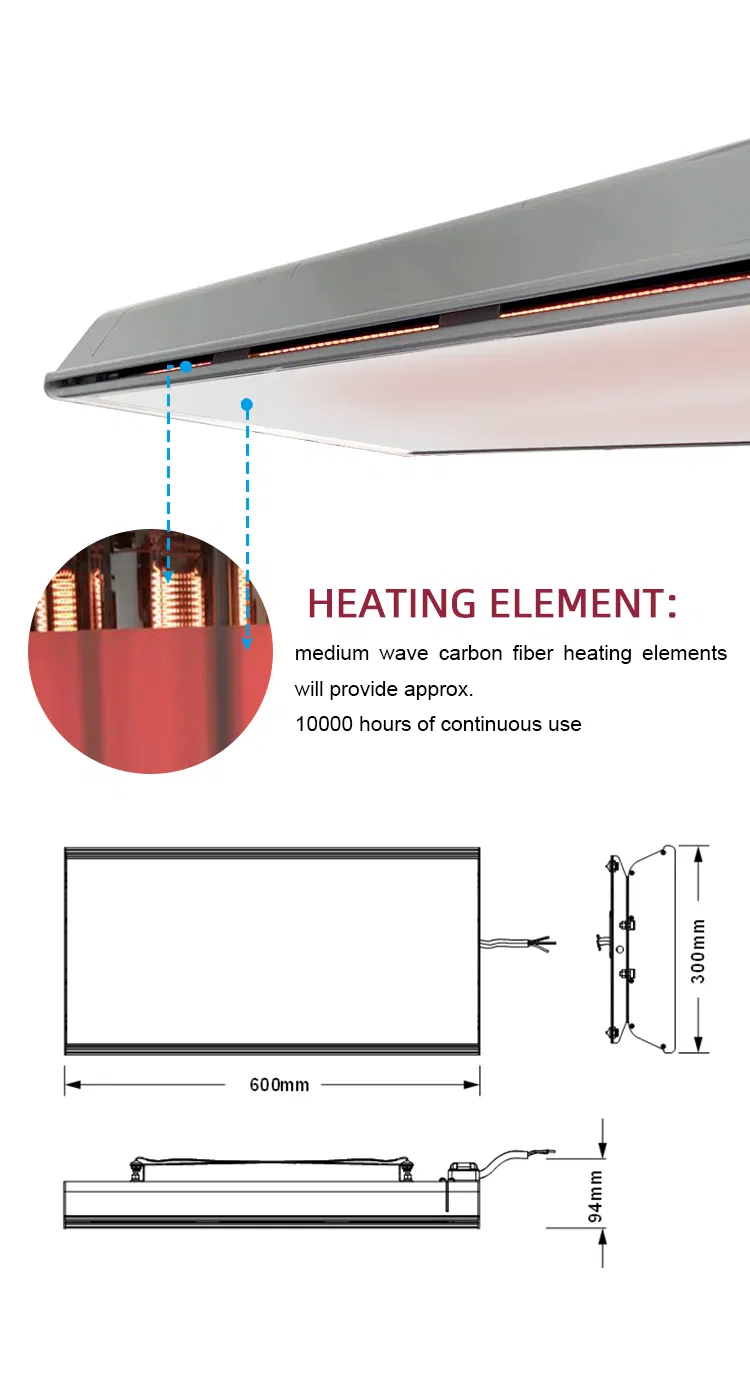Waterproof IP65 Fast Heat Bathroom Heater Infra-Red Radiant Heater