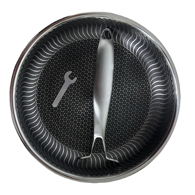 Вок из нержавеющей стали 316L с плоским дном 32/34/36 см