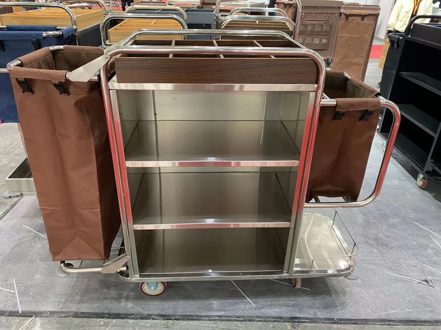 Stainless Steel Service Trolley for Hotel with Wheels