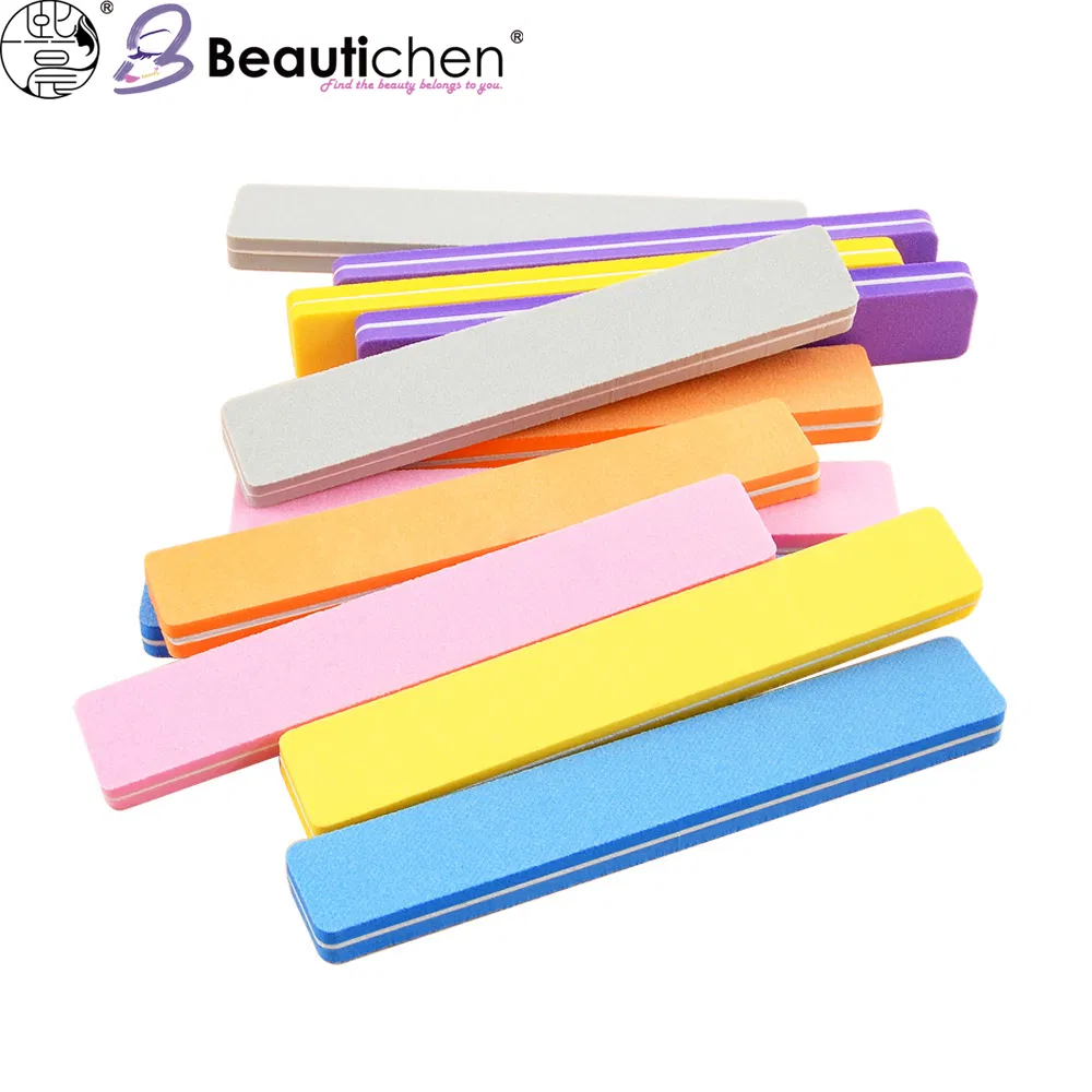 Beautichen Colorful Sponge Nail Files – Rectangular Multi-Color Nail Buffers for Smoothing and Polishing – Durable, Easy-to-Clean Manicure Tools