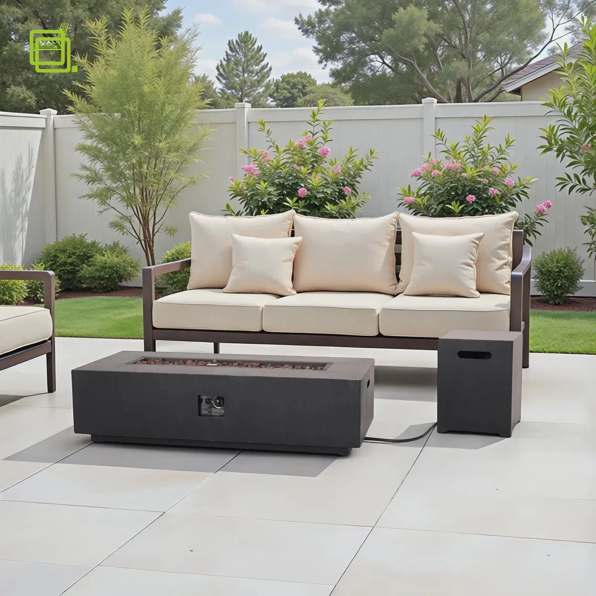 Urban Matte Black Aluminum Rectangular Propane Gas Outdoor Patio Fire Pit Table