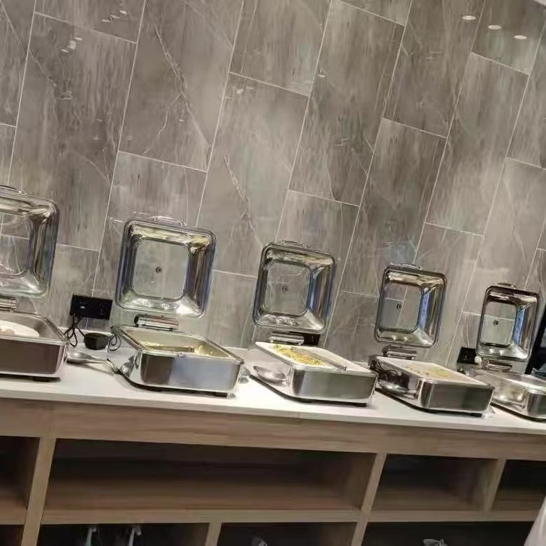 Luxury Square Buffet Chafing Dish for Hotel & Restaurant Display Stainless Steel Electric Food Warmer