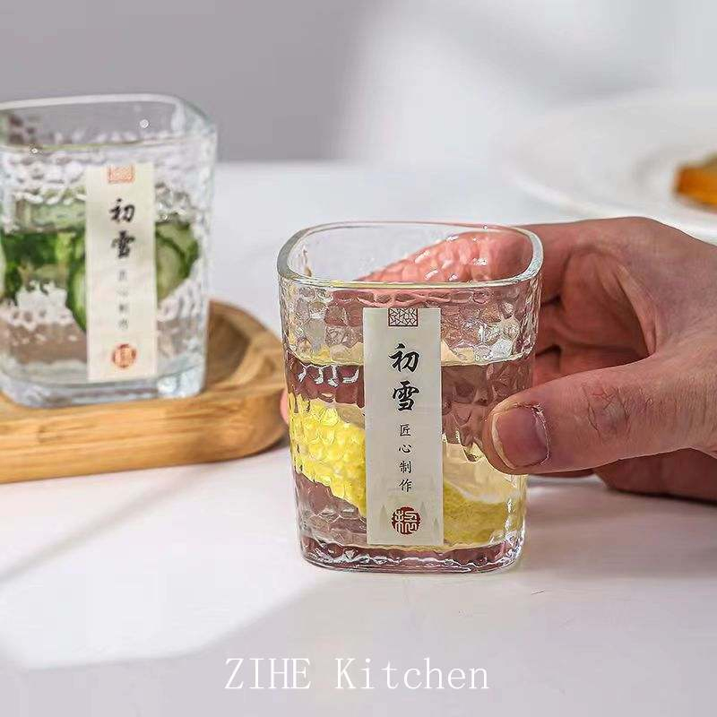 Hammer Patterned Cup Simpletransparent Glass Four Sided Thickening Wine Glass