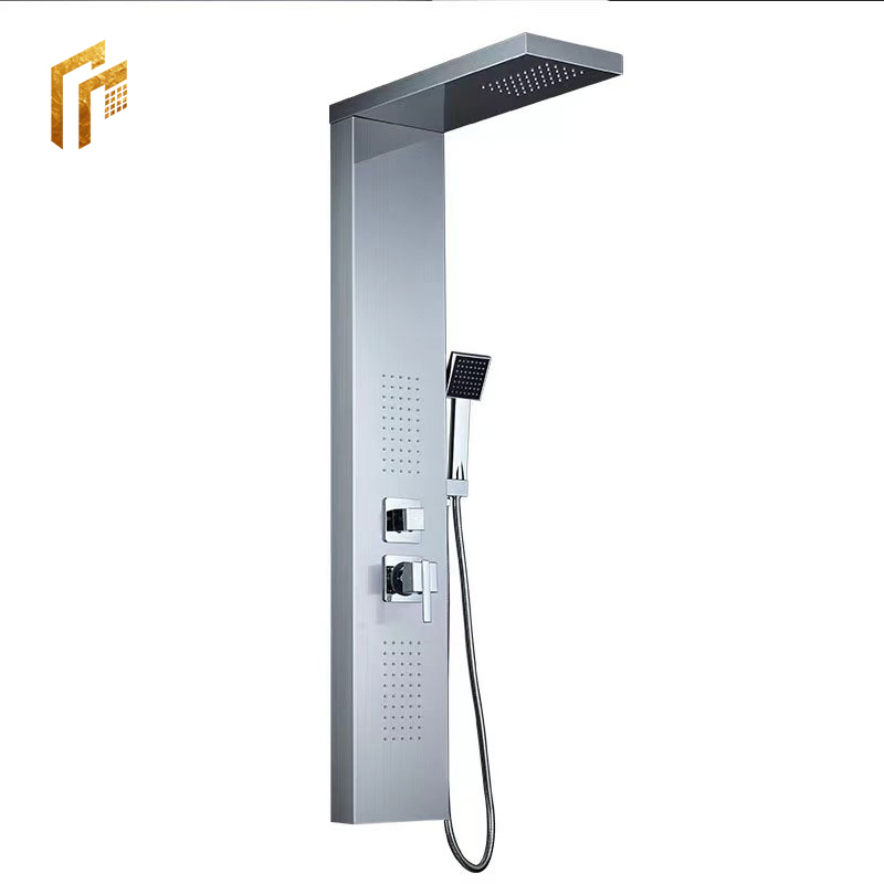 Factory Direct Price Upc Good Price Brushed Satinless Steel Water Waterfall Shower Mixer SPA Panel System Tap Tower with Shower Hose