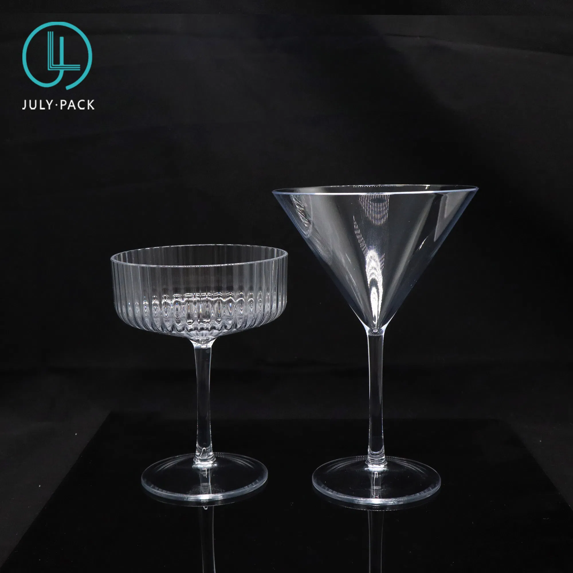 Wholesale Luxury Quality Tritan 10oz Unique Ribbed Dessert Ice Cream Glass Martini Champagne Glass