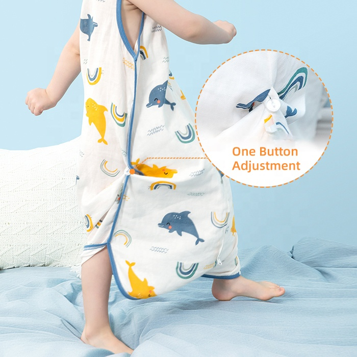 Factory Wholesale Summer Children Sleeping Bag Breathable Pure Cotton Gauze Sleeveless Baby Sleeping Bag