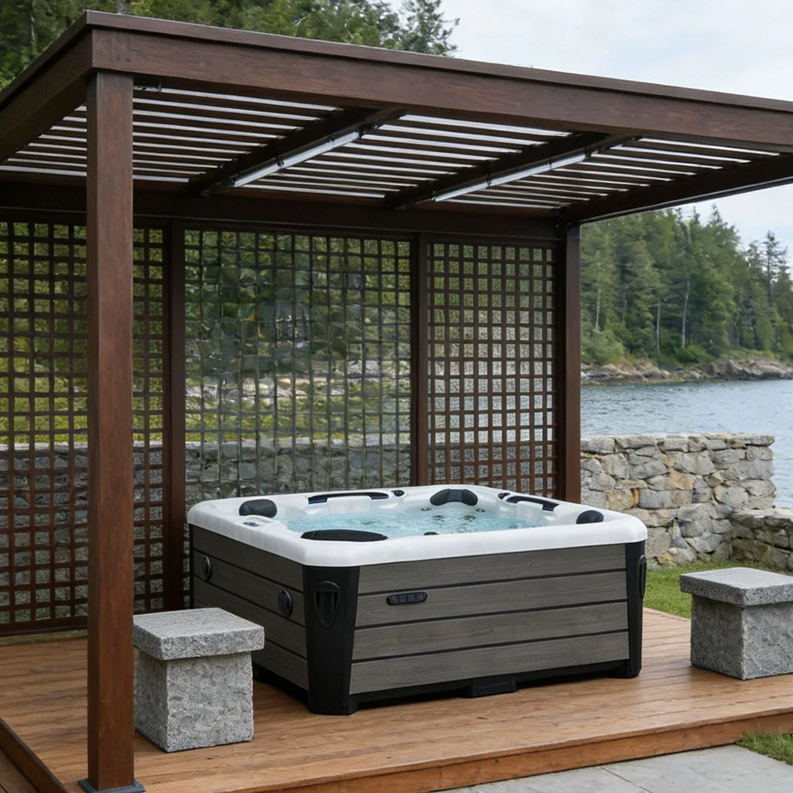 Sunrans Hot Sale Balboa Hydrotherapy Hot Tub 5 Person Outdoor SPA Tubs with 31PCS Jets