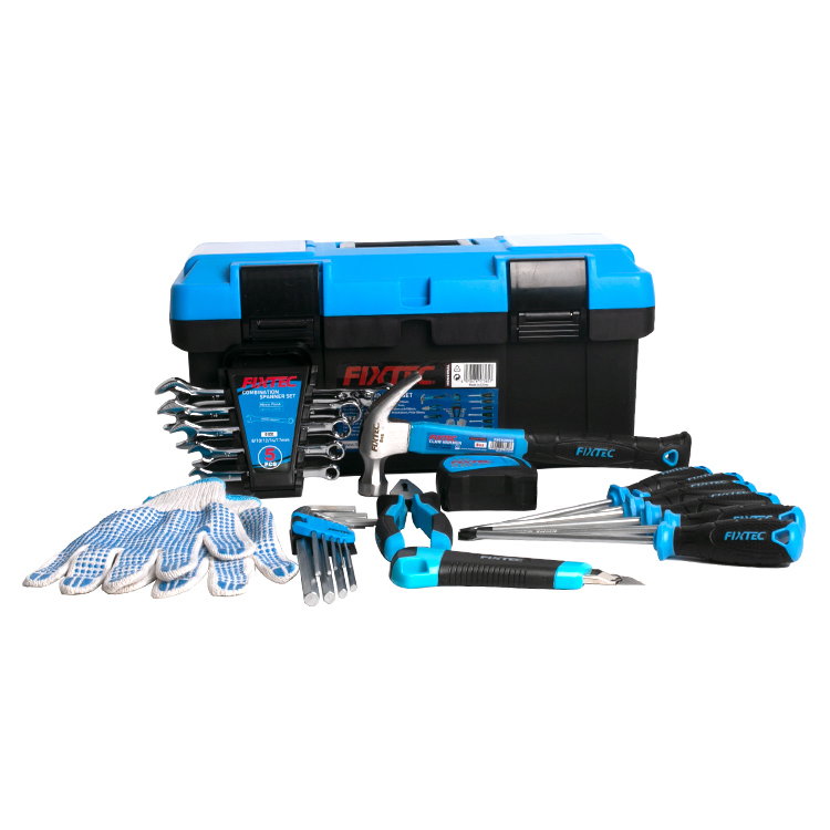 Fixtec 26 PCS Hand Tools Set with Heavy Duty Plastic Tool Box 17"