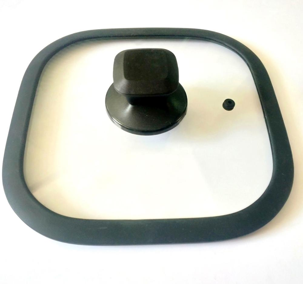 Квадратная стеклянная крышка с силиконовым ободком 4мм