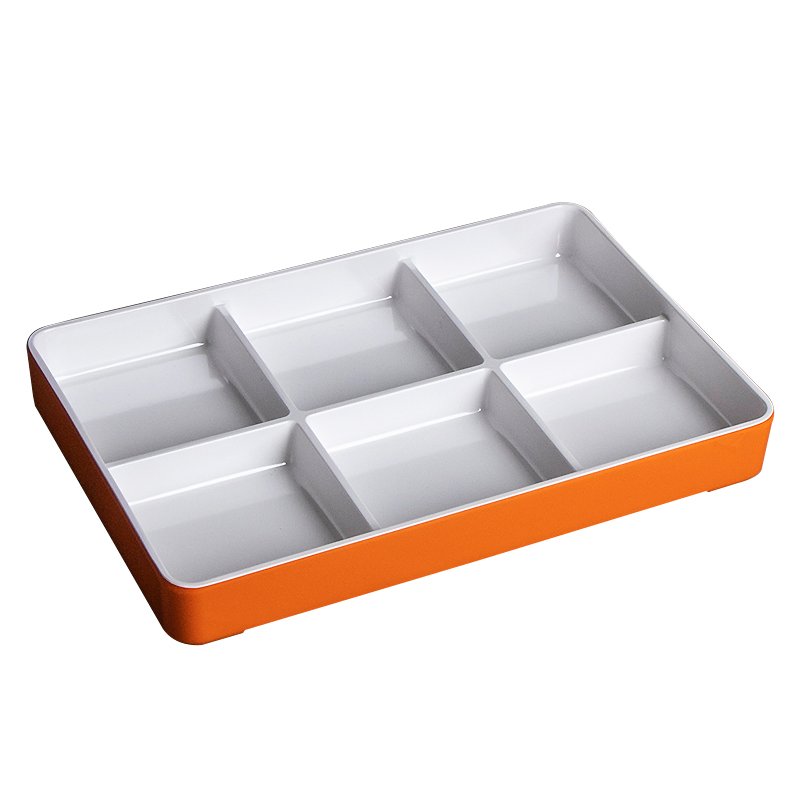 6 Compartment Serving Divided Plate Dessert Fruit Dish Melamine 6 Grid Divided Plate