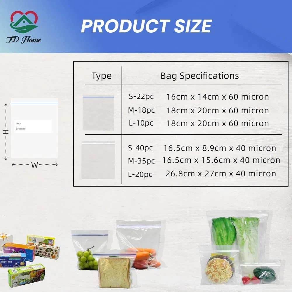 PE Food Grade Color Plastic Packaging Freezer Storage Zipper Bag Grip Seal Sandwich Self Sealing Seal Top Zipplock Bags for Fruit Snack Vegetable Candy Meat