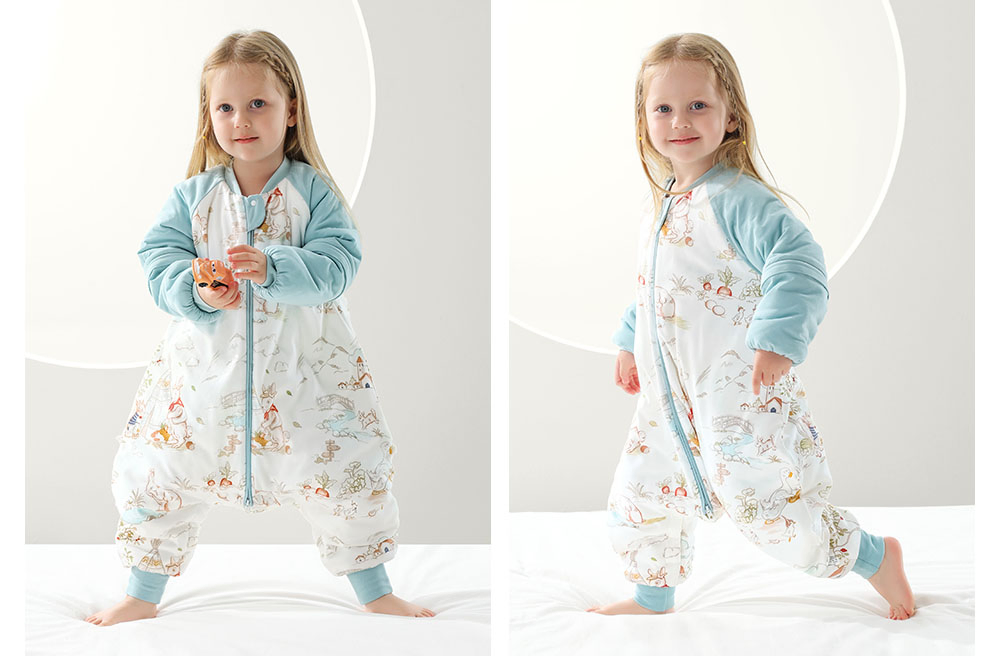 Bulk Custom Baby Sleeping Bag with Legs Bamboo Fiber Warm Winter Sleep Sack for Boy Girl Detachable Sleeve Double Zipper Flow